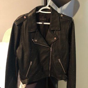LUCKY BRAND Leather Pin Dot Moto Jacket - Size XL